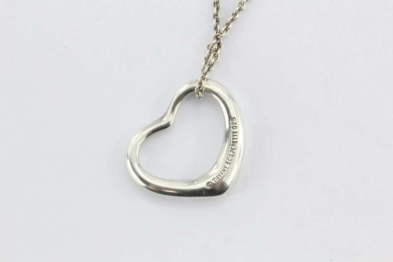 Vintage Tiffany & Co Sterling Silver Elsa Peretti Open Heart Pendant Necklace
