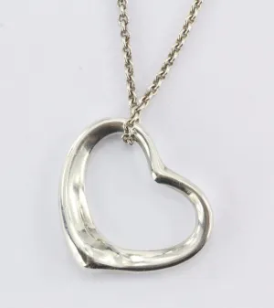 Vintage Tiffany & Co Sterling Silver Elsa Peretti Open Heart Pendant Necklace
