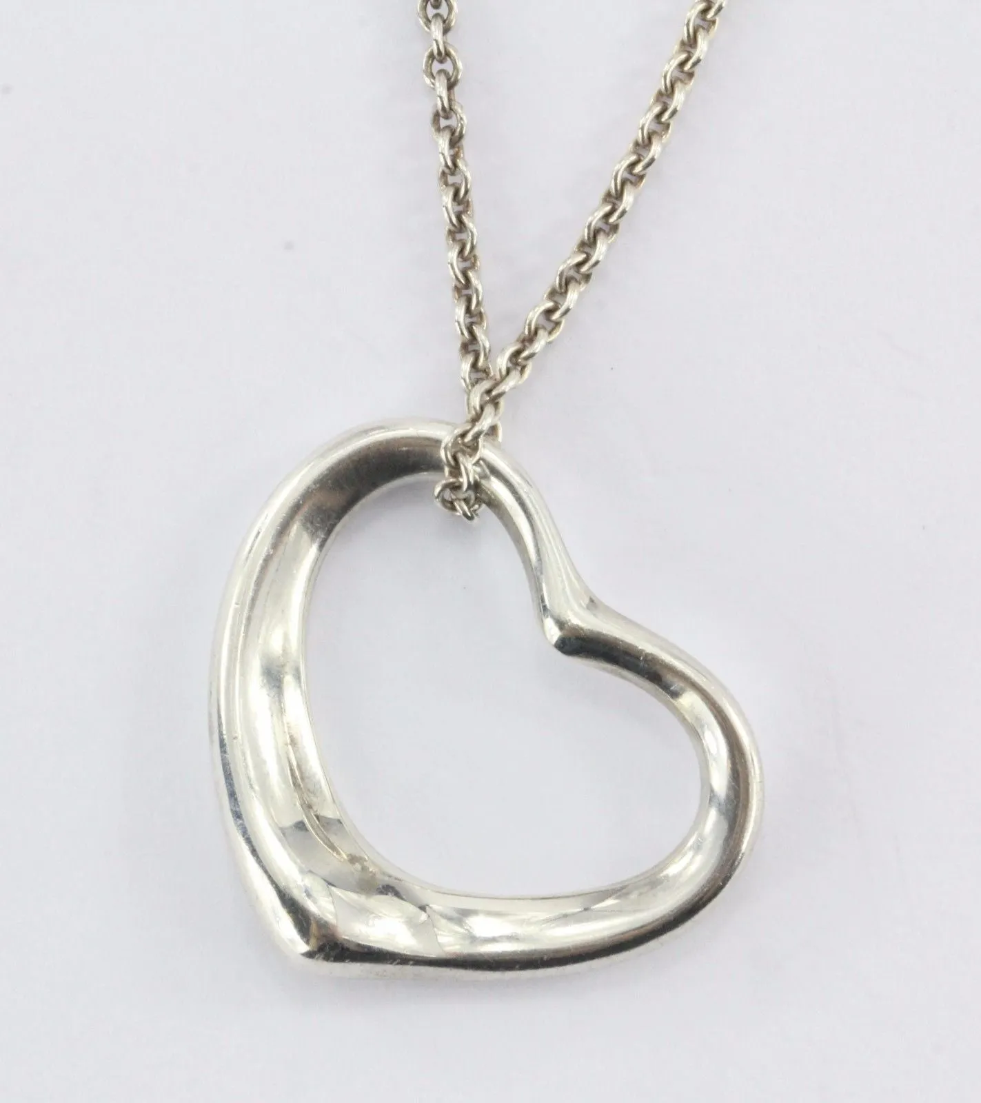 Vintage Tiffany & Co Sterling Silver Elsa Peretti Open Heart Pendant Necklace