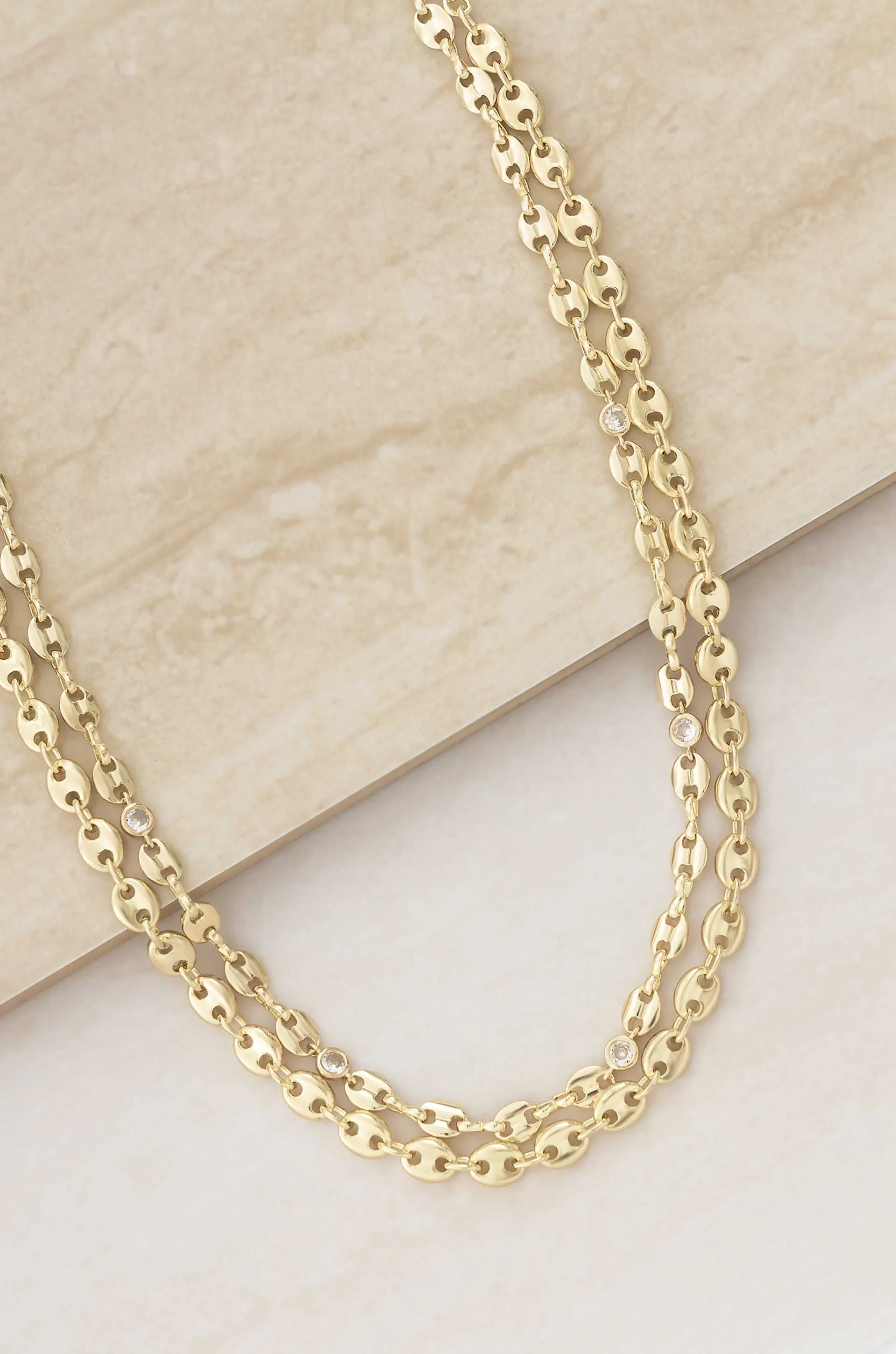 West Coast Sunset 18k Gold Plated Chain Necklace Set