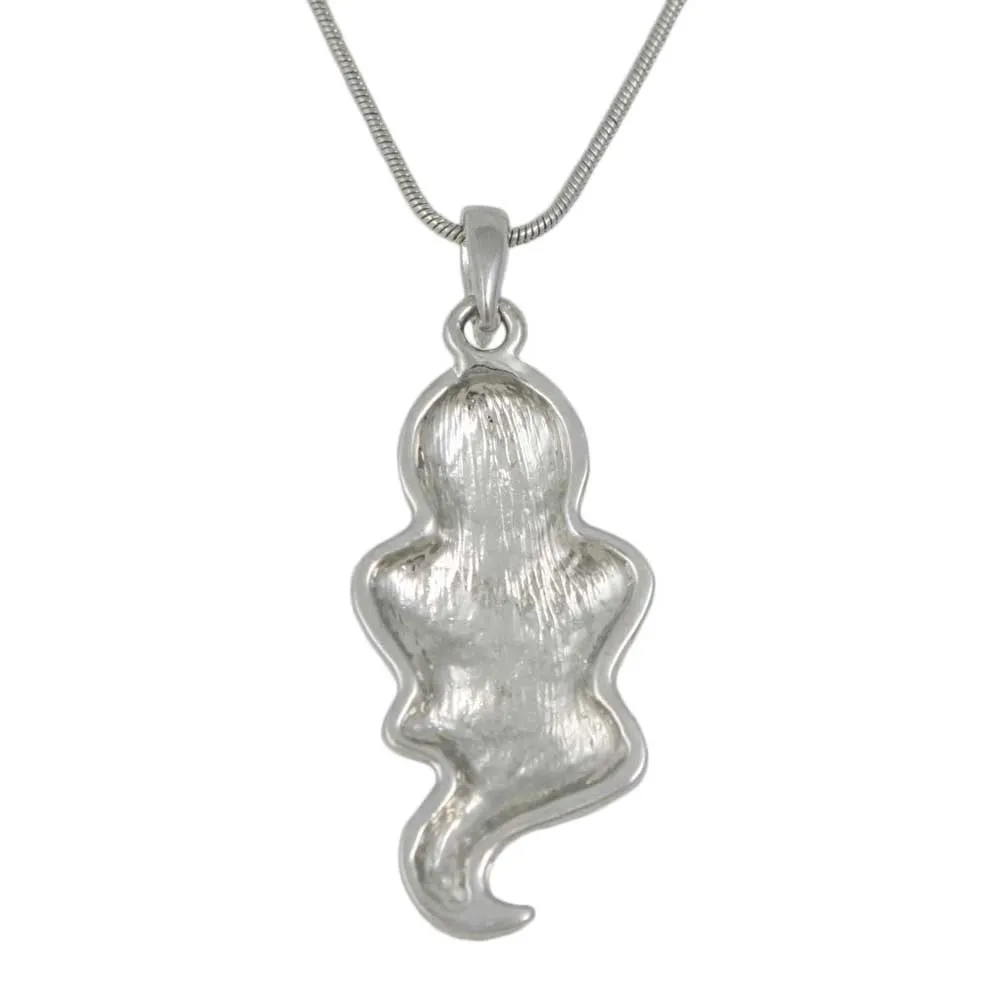 White Enamel Ghost Pendant with Silver-tone Chain - PT332