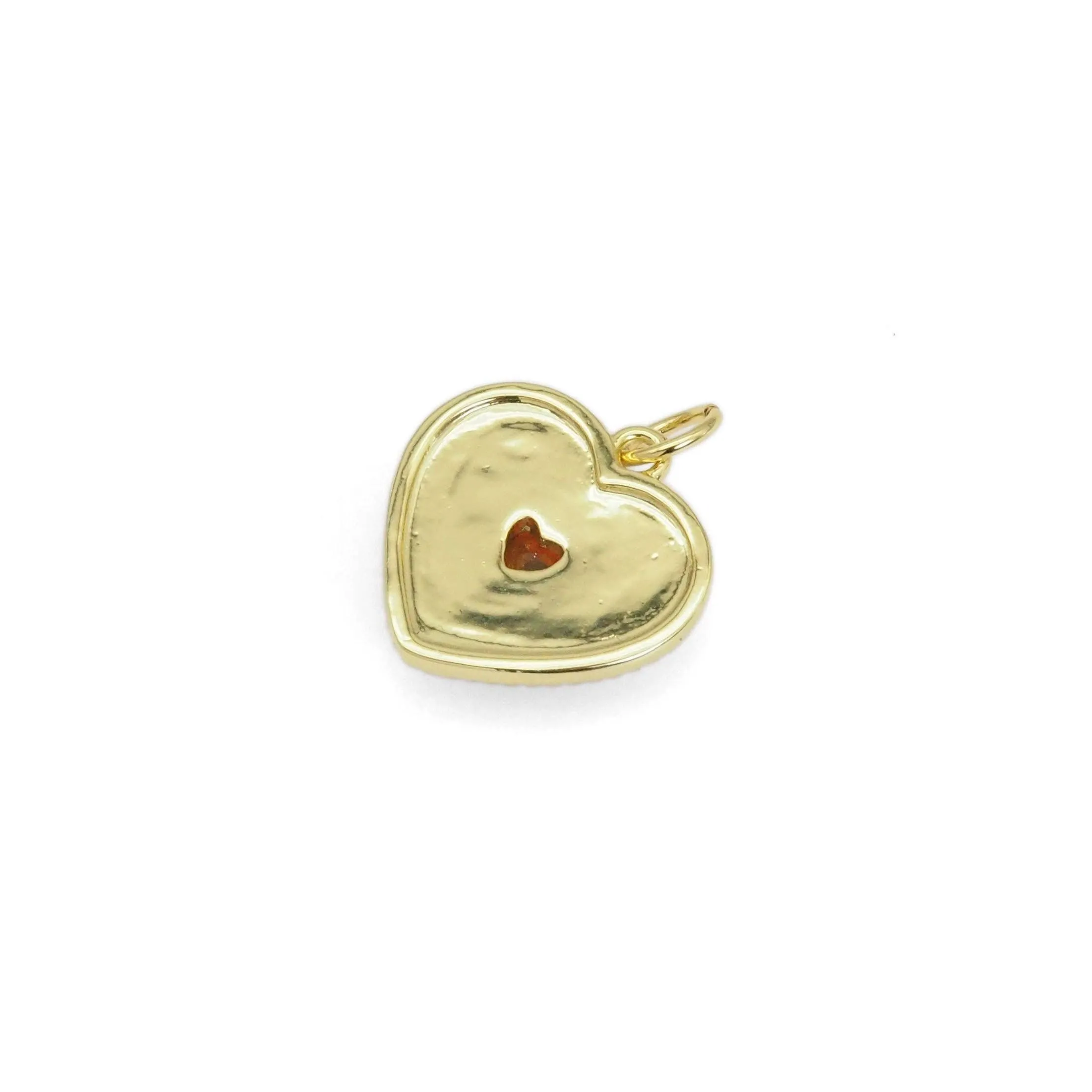 White Enamel Red Heart Charm, Sku#Y832