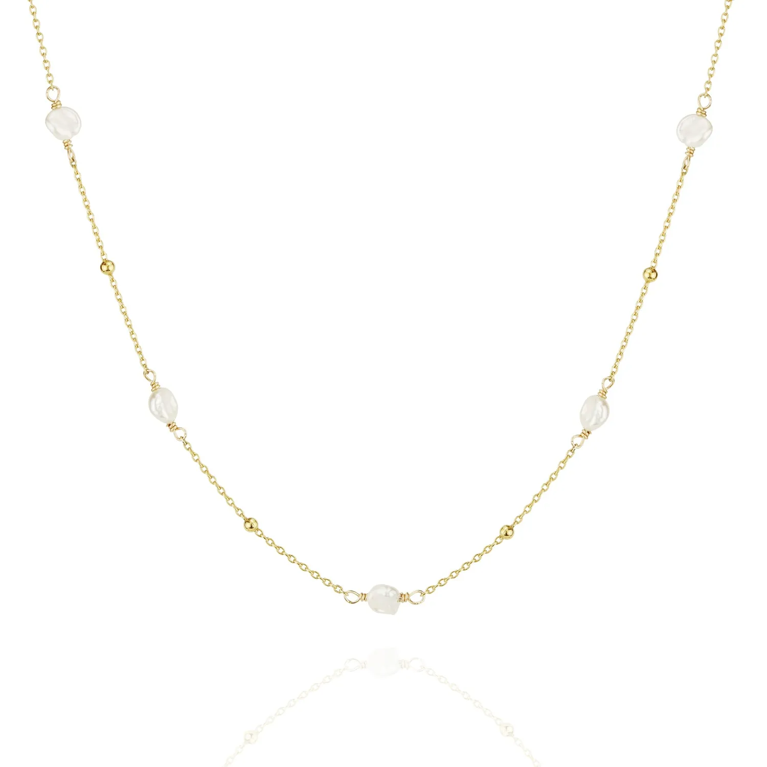 White Pearl & Satellite Chain Necklace