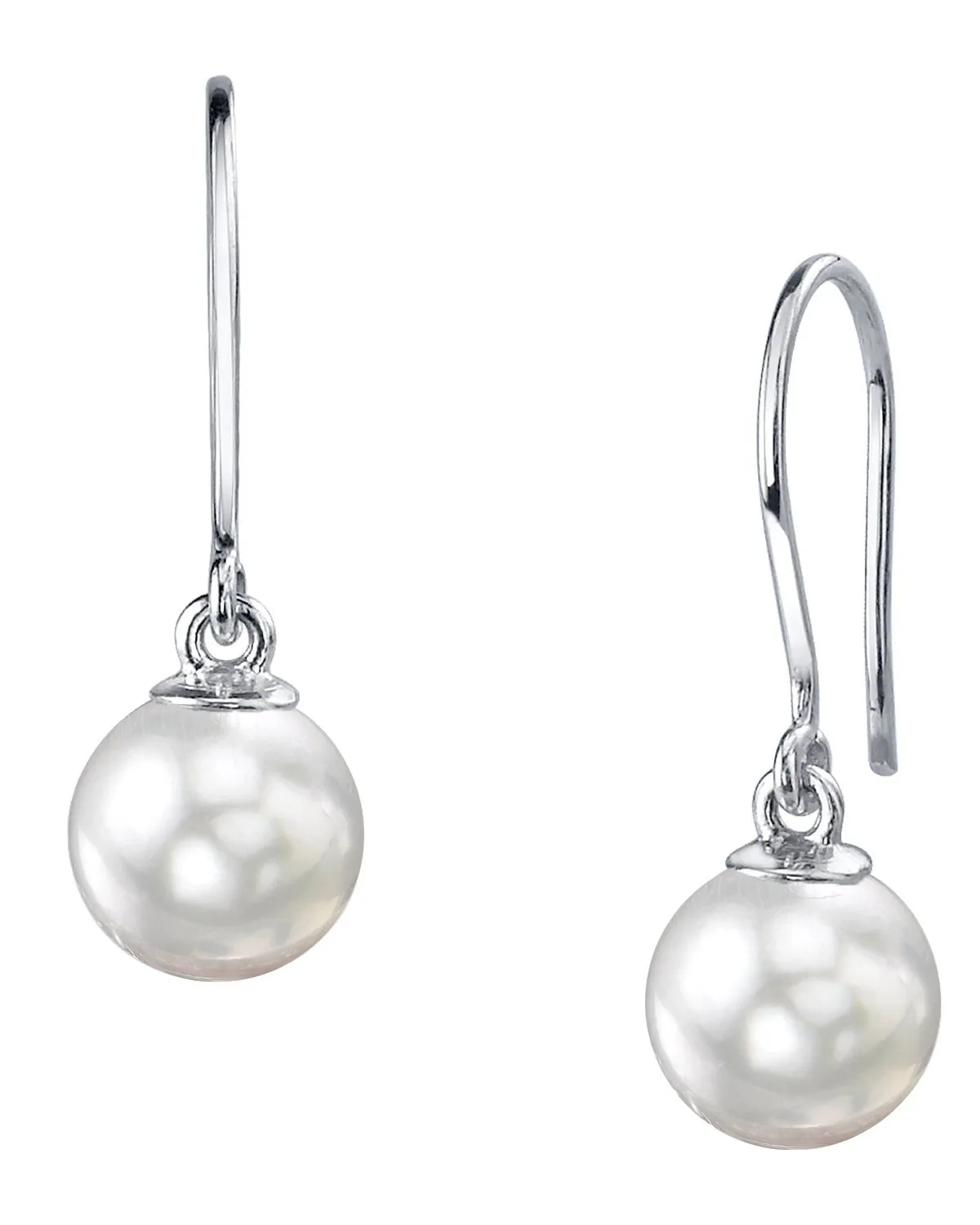 White South Sea Pearl Shepherd Hook Dangle Earrings