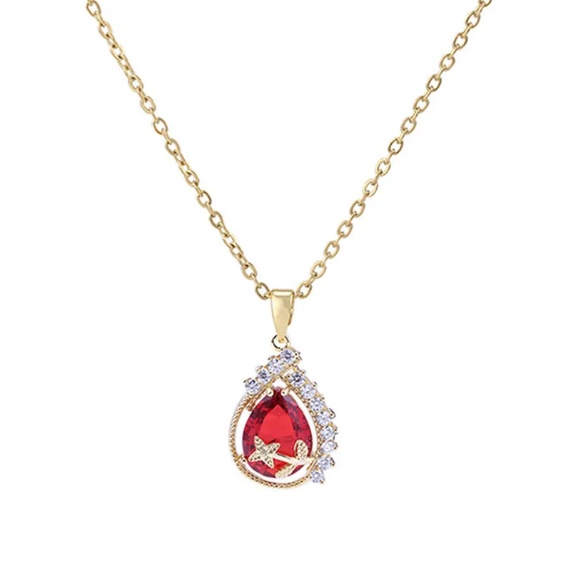 Wholesale Alloy Red Heart Pendant Necklace JDC-NE-XingL019