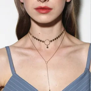 Wholesalee Necklaces hand sequin star tassel neck chain collarbone chain JDC-NE-xc152