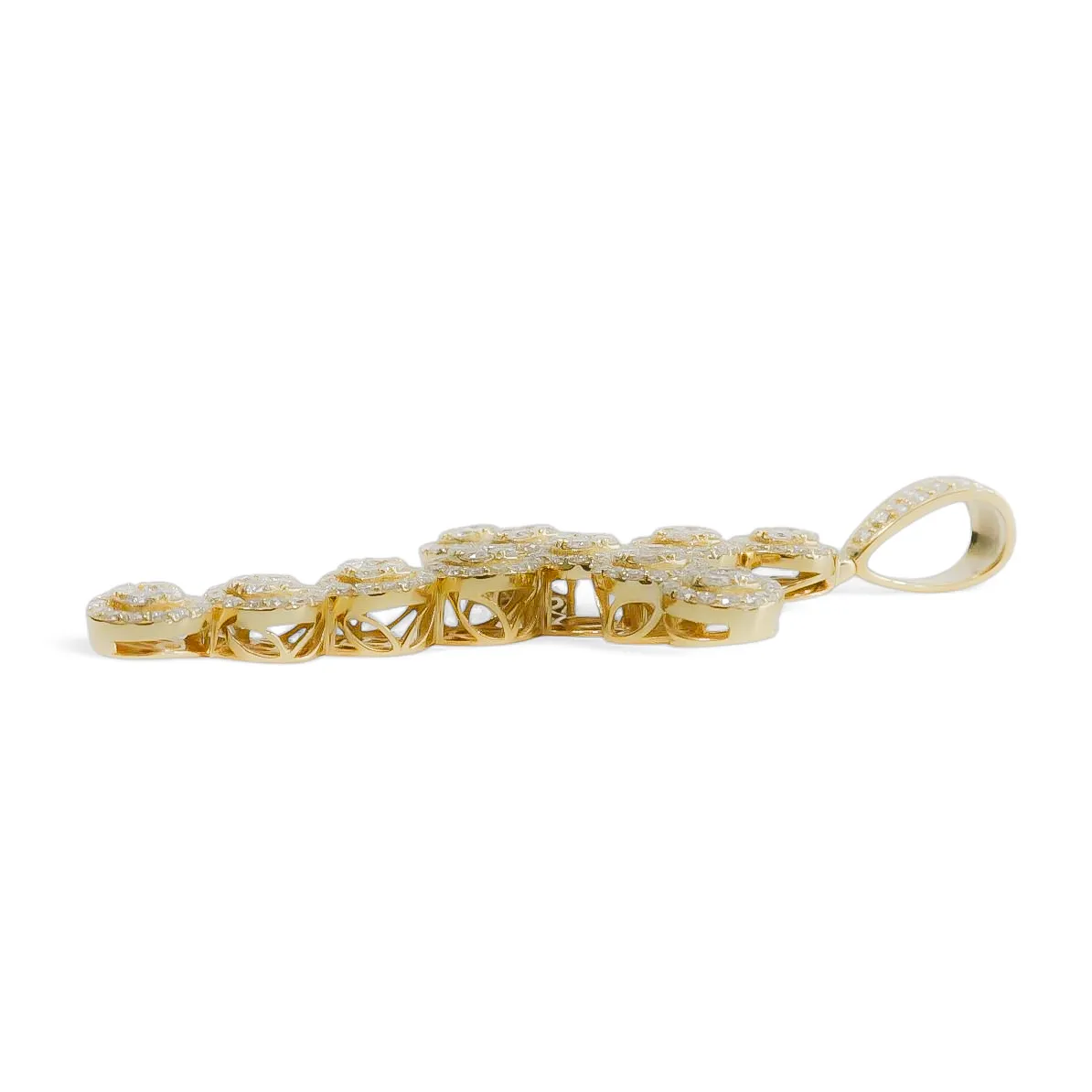 YELLOW GOLD NATURAL DIAMOND CROSS PENDANT