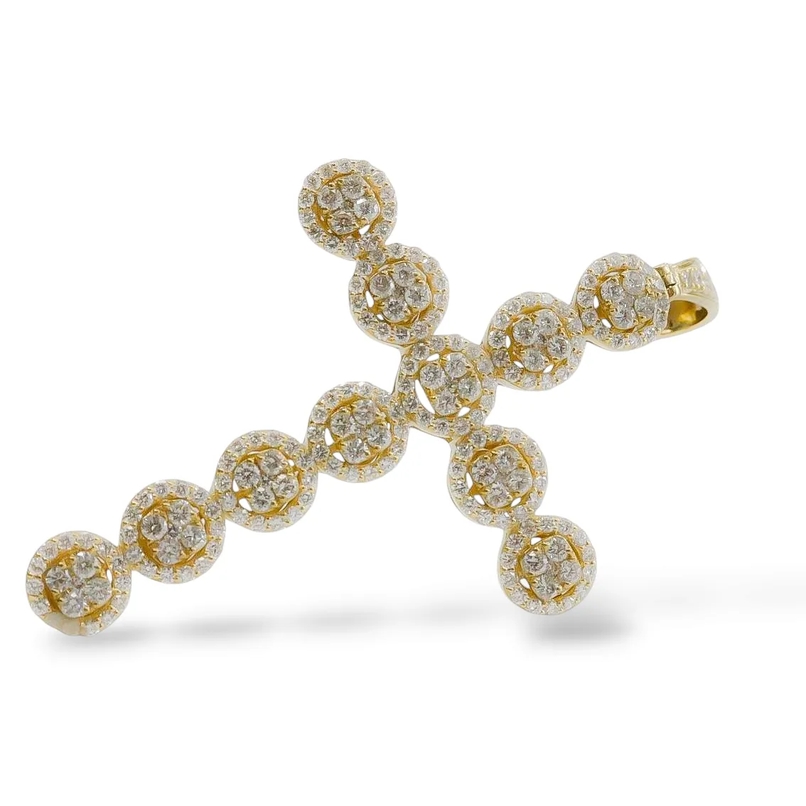 YELLOW GOLD NATURAL DIAMOND CROSS PENDANT