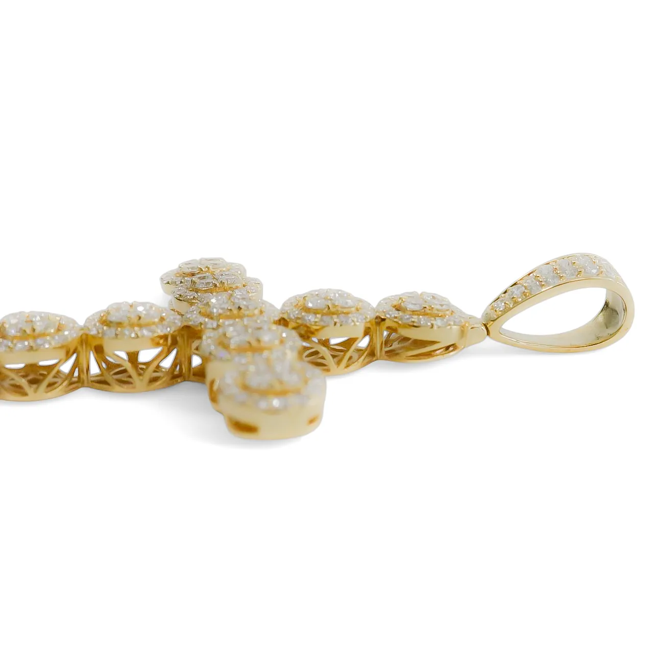 YELLOW GOLD NATURAL DIAMOND CROSS PENDANT
