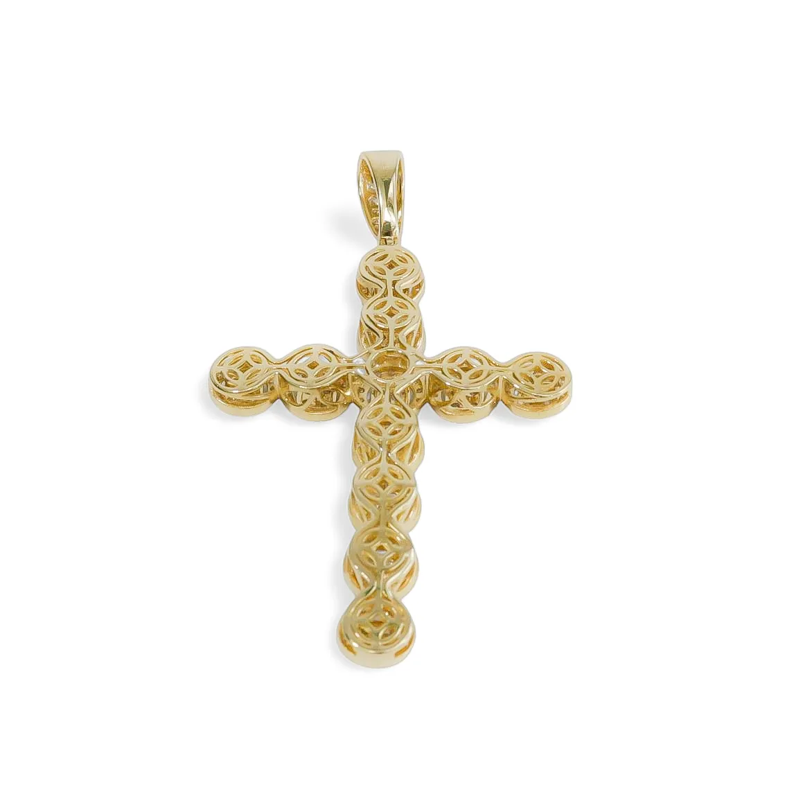 YELLOW GOLD NATURAL DIAMOND CROSS PENDANT