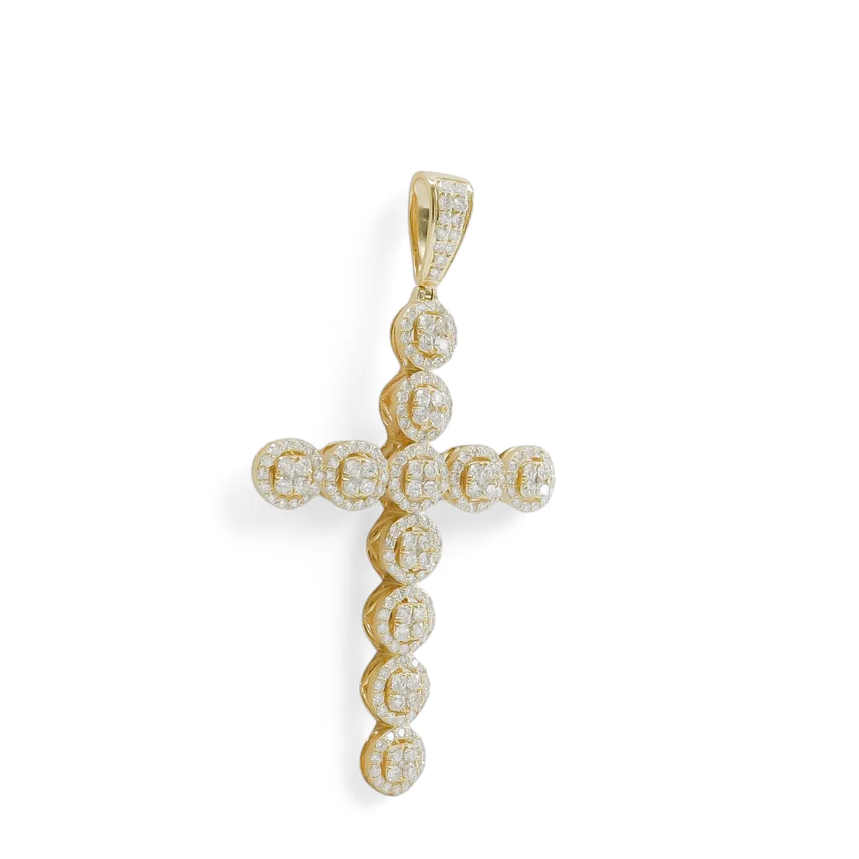YELLOW GOLD NATURAL DIAMOND CROSS PENDANT