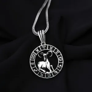 Zodiac Sign Men's 925 Silver Chain Necklace with Pendant