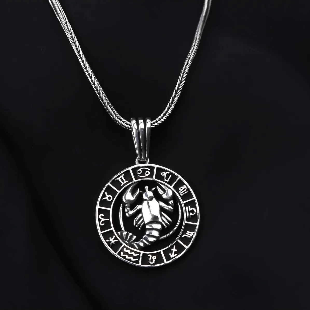 Zodiac Sign Men's 925 Silver Chain Necklace with Pendant