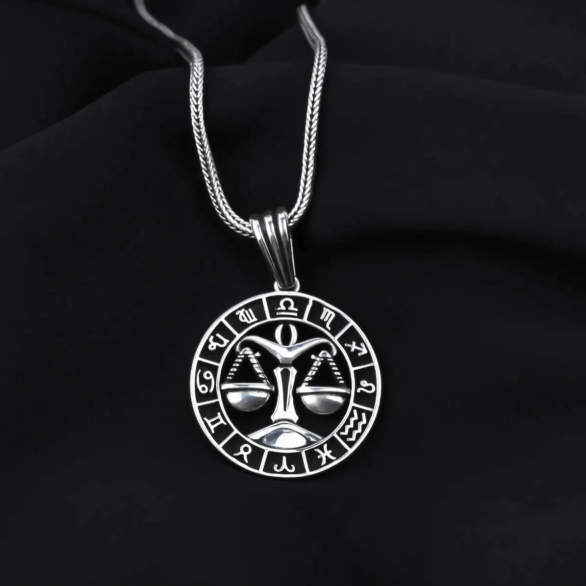 Zodiac Sign Men's 925 Silver Chain Necklace with Pendant